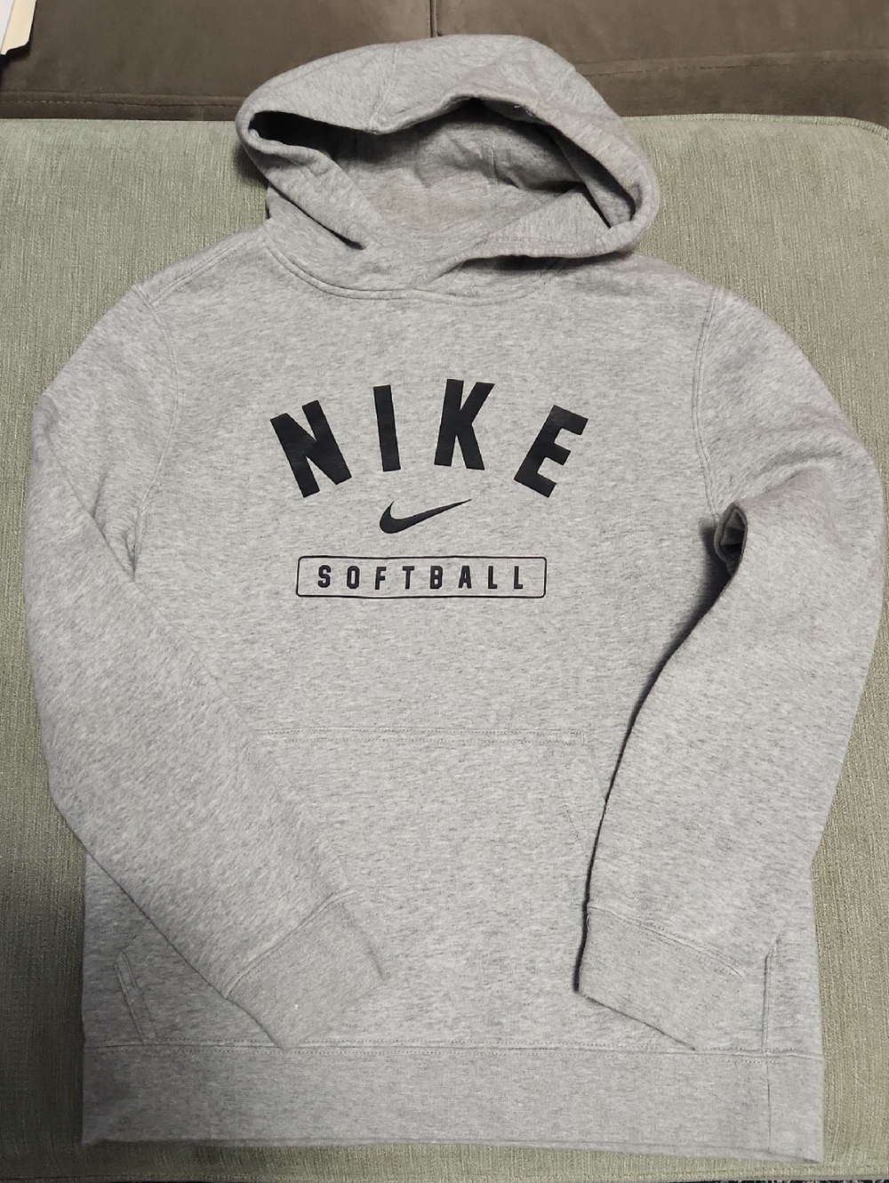 Nike Gray 'Softball' Pullover Hoodie with Black Logo